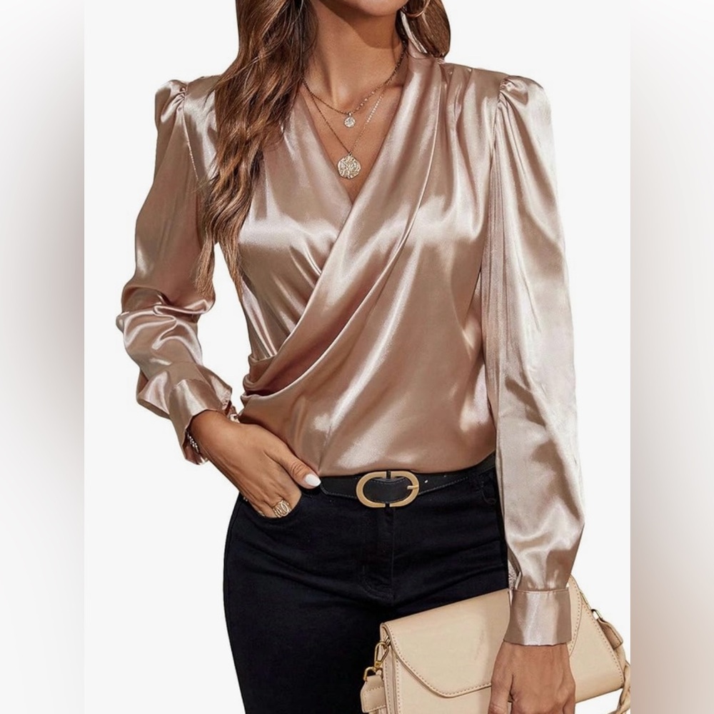 Elegant Satin Wrap Blouse
